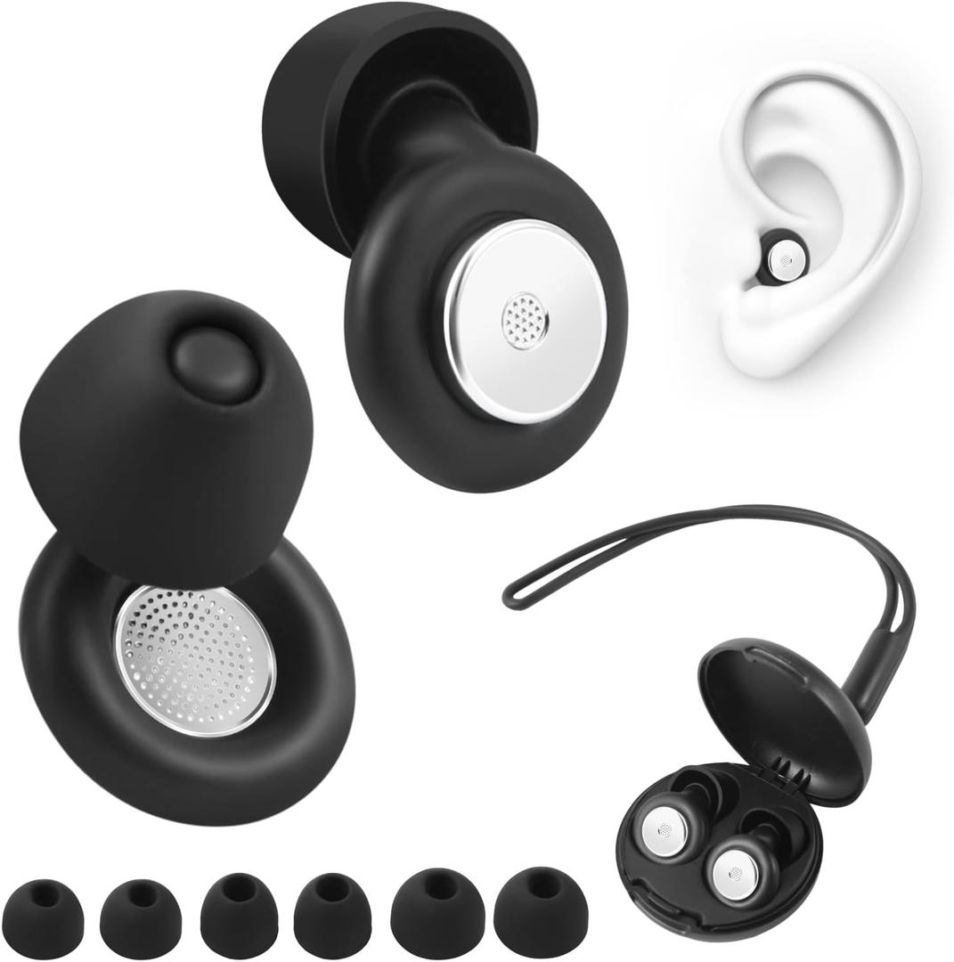 Ear Plugs for Sleeping Noise Cancelling, Ultralight Silicone Earplugs for Concert, Hearing Protection Earplugs for Work, Travel, Airplane, Reusable, Perfect for Focus and Relaxation(Black)