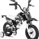 KEANO 12" Motocross Kids Bike for 2-4 Yrs Training Wheels, Black