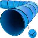 Houseables Dog Tunnel, Dog Agility Tunnel, Agility Equipment, 18 Feet, Puppy Obstacle Course, Pet Playground, Crawling, Small, Medium, Large, Indoor/Outdoor, Play, Pop Up Set, Exercise Tube, Toy, Blue
