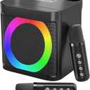 Karaoke Machine for Kids Adults - Portable Bluetooth Speaker with 2 Wireless Microphones, Singing Machine for Home Party, Birthday Gifts for Girls Boys Ages 4, 5, 6, 7, 8, 9, 10, 11, 12+ Years Old (Black-Lights)