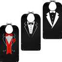 3 x Pafusen 3 Pack Adult Bibs for Men Elderly Seniors, Feeding Bibs for Adults Senior Citizens with Crumb Catcher, Gag Gifts for Men/Dad