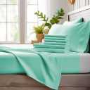 Bamboo Bay 6 Piece Full Size Sheet Set, 100% Viscose Made from Bamboo, Breathable, Ultra Soft Cooling Bed Sheets for Hot Sleepers, Beddings with Deep Pockets Fit 16" Mattress, Ocean Wave