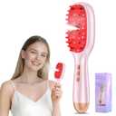 Smedz 5-in-1 Scalp Massager for Hair Care Nano Mist Hair Oil Applicator Brush with Cooling Vibration & Hydrating Design, Red & Blue Ambient Light for At-Home SPA Relaxation