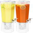 Lifewit 1 Gallon Plastic Drink Dispenser 2 Pcs (in 1 Package), Juice Containers with Lid for Party, Ice Beverage Dispenser with Stand for Lemonade/Soda/Tea, BPA Free