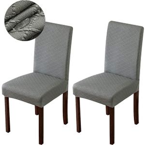Genina Waterproof Chair Covers for Dining Room Dining Chair Covers Kitchen Parsons Chair Covers (Gray, 2 PCS) (Grey)
