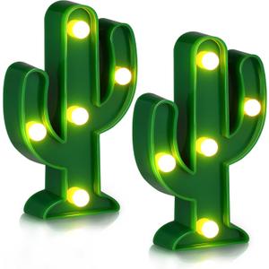 Riakrum 2 Pcs LED Night Light LED Cactus Light Mexican Party Decorations Cinco De Mayo Decorations Cute Lamp for Table Room Bedroom Party Decoration Home(4.72 x 2.76 Inch)