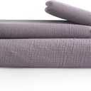 SE SOFTEXLY Muslin Duvet Cover Queen Size, 100% Washed Cotton Duvet Cover Set, Ultra Soft Comforter Cover Linen Like, 3 Pieces Minimalist Gauze Duvet Cover with 2 Pillowcases, 90"x90", Purple Grey