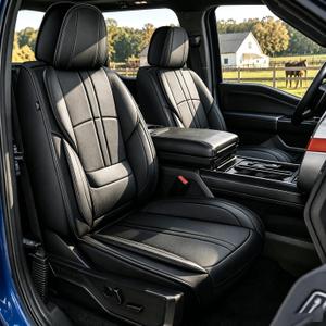for Ford F150 Seat Covers 2009-2024 2025 2026 | F250 F350 F450 2017-2025 2026 Seat Covers Super Duty, Leather Waterproof, Custom Fit for Ford(2 Front Set, Black)
