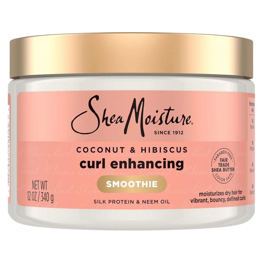 SheaMoisture Smoothie Curl Enhancing Cream Coconut and Hibiscus for Thick, Curly Hair Sulfate Free and Paraben Free 12 oz