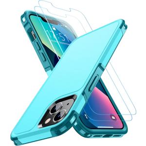 3 x SPIDERCASE Designed for iPhone 13 Case, [10 FT Military Grade Drop Protection] Cell Phone Home Button Stickers for iPhone 13 6.1 inch-Light Blue