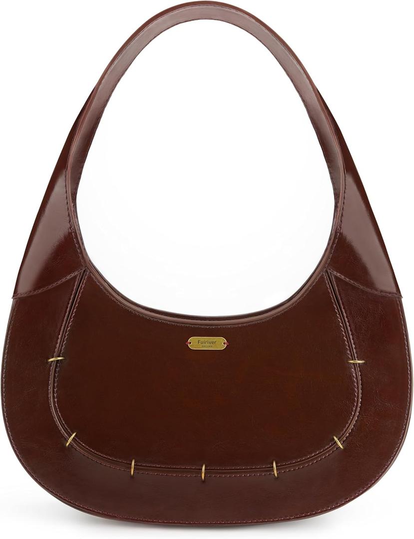 Womens Small Crescent Shoulder Bag, Mini Vegan Leather Hobo Purse with Zipper for Everyday Going Out | Small