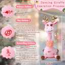 Dancing Talking Giraffe with Golden Antlers Toy, Interactive Plush Toy Repeating What You Say, Glowing Musical Electronic Giraffe with Golden Anlters, for Toddlers 1-3 Years Old (Pink)