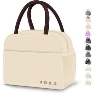 DALINDA Lunch Bag Lunch Box for Women Men Reusable Insulated Lunch Bags for Adults,Water-Resistant Cute Cooler Lunch Tote Bag, Large Capacity for Work Travel Picnic,Beige