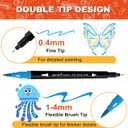 120 Colors Dual Tip Brush Pens Art Markers for Adult Coloring Books, Artist Drawing Sketch Markers Set with Fine & Brush Tip