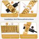 Thin Stainless Steel Band Compatible with Apple Watch 38mm/40mm/41mm, Slim Gold Watch Band for Women, Metal Band Compatible with Apple Watch Series 10/9/8/7/6/5/4/3/2/1/SE/Ultra