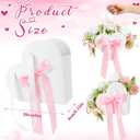 Ctosree 12 Set Heart Shaped Flower Boxes with Ribbon Bow DIY Valentine Day Flower Gift Bags Personalized Floral Packaging Bags for Bridal Shower Anniversary Valentine Day Party Supplies (White)