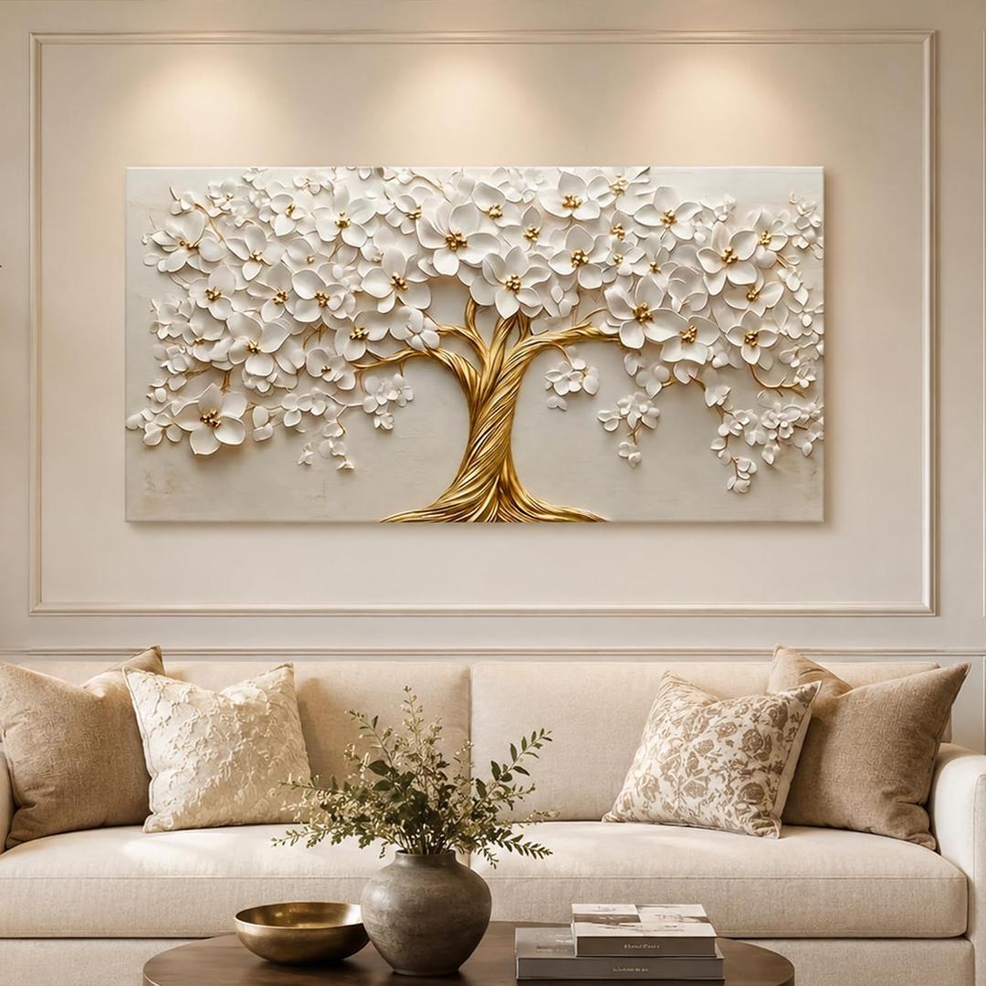 HANGYUEACE Large Tree of Life Canvas Wall Art, 48"L x 24"W