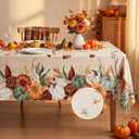 Horaldaily Fall Vinyl Tablecloth 60×104 Inch Pumpkins Corn Without Flannel Rectangular Waterproof Heavy Duty Autumn Harvest Thanksgiving PVC Wipeable Table Cover for Party Picnic Dinner Decor