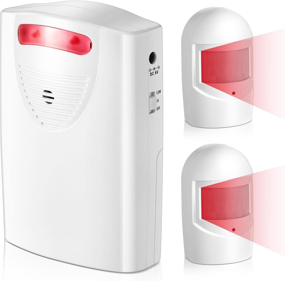 Qualirey Driveway Alarm Wireless Outside Motion Sensor Alarm with Receiver Weatherproof Infrared Sensor, Indoor Home Security Business Alert System Detector(Style 1)