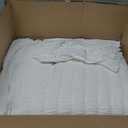 JOLLYVOGUE White Comforters Queen Size, 3 Pieces Ruffle Seersucker Queen Comforter Set for All Season, Lightweight Soft Shabby Chic Bedding Sets for Women1 Comforter, 2 Pillowshams