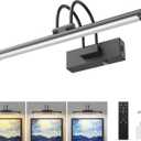 URSOLA 16 Picture Lights for Wall, 5200mAh Rechargeable Battery, Black Coldless Picture Light with Remote. 3CCT, Timer, Dimmer.