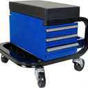 Rolling Mechanic Stool with Wheels, Creeper Seat with 3 Built-in Tool Drawers, Side Tool Tray & Rear Bottle Tray for Shop & Work, Garage Use (14" L × 15" W × 15" H), Universal