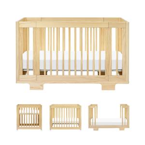 Babyletto Yuzu Convertible All-Stages Bassinet, Midi, Full-Size Crib in Natural, Greenguard Gold Certified, Portable & Adjustable with Conversion Kits and Pads Included