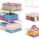 JKsmart 3-Tier Stackable Closet Organizers and Drawer Storage Shelves - Sliding Storage Bins for Jeans, Pants, and Sweaters - Wardrobe Cupboard Organizer in White