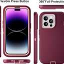 for iPhone 14 Pro Max Case 6.7" with 2 Screen Protector, Full Body Heavy Duty Military Grade Cover, Shockproof/Drop Proof Protection Phone Case (Wine Pink)