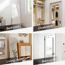 SCWF-GZ 57x20 Door Hanging Full Length Mirror, Floor Stand (Height 5.7ft just Body in1.3ft) Wall Mounted Metal Frame Rectangle Dressing Mirrors for Bedroom Room 57 inch Silver