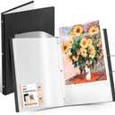 JoyCat Art Portfolio Binder 11"x17",40 Pockets Art Folder with Clear View Pages, 80 Sheets Presentation Binder for Artists and Students (Black)