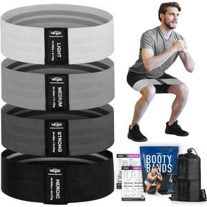 Resistance Bands for Working Out with Workout Bands Guide. 4 Booty Bands for Women Men Fabric Elastic Bands for Exercise Bands Resistance Bands for Legs Bands for Working Out Hip Thigh Glute Bands Set (Cream, Grey, Black)