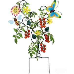 3 x WENTTUO Garden Stakes Decorative 30 INCH Garden Decor for Outside with Flowers Butterfly for Outdoor Patio Lawn Backyard
