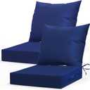 LAGRATY Outdoor Chair Cushions for Patio Furniture, 24" x 24" Deep Seat Cushions with Backrest for Couch Sofa Chair - Waterproof Fade-Resistant Patio Cushion (Set of 2, Navy Blue)