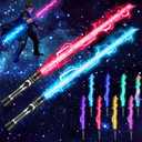 Light Up Sword, 2-in-1 Retractable Dual Saber with 8 Colors & FX Sound, Telescoping Blades for Immersive Play, Cosplay Costume Accessory, Halloween Christmas Birthday Gift for Kids, Boys & Girls