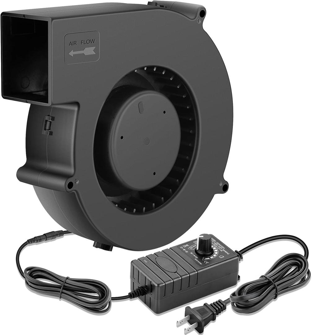 Wathai 140mm x 40mm Blower Fan 110V 120V 220V 240V Dual Ball Brushless Cooling with AC Plug Speed Control for DIY Inflatable or Exhaust Cooling