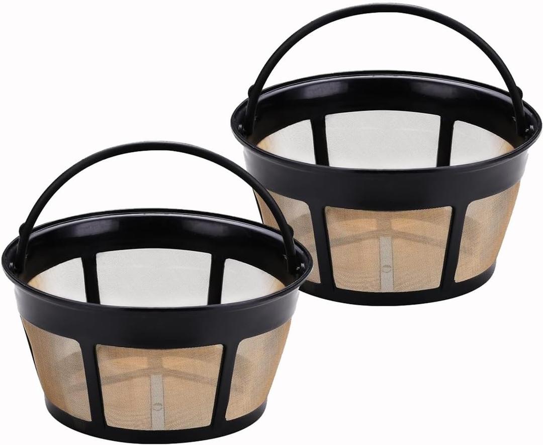 Reusable Coffee Filter for Mr. Coffee 10-12 Cup Coffee Makers - Durable Stainless Steel Mesh Replacement - Flat Bottom Basket Coffee Filter for Mr. Coffee Models - BPA Free & Dishwasher Safe (2 pack)