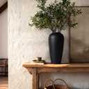 Tall Black Ceramic Vase for Flowers, 13 Large Matte Black Vase for Home Decor, Rustic Modern Pottery Vase for Pampas Grass, Entryway, Dining Table and Living Room Centerpieces
