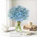 N&T NIETING Babys Breath Artificial Flowers Bulk, 10Pcs Blue Fake Gypsophila Bouquet Flowers Real Touch Faux Babies Breath Arrangement for Wedding Floral Party Home Centerpieces Vase Decoration, Blue