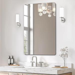 USHOWER Frameless Bathroom Mirror for Over Sink, 24x36 Inch Rectangle Wall Vanity Mirror for Bathroom, Bedroom, Entryway, Polished Edge, Tempered Glass