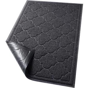 LuxStep Door Mat Large 24x36 Inch Indoor Outdoor Doormat, Non-Slip Low-Profile Design Floor Mat, Front Door Welcome Mat for Entryway,Patio,Garage, Black