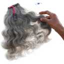 Salt & Pepper Wavy Natural Gray Indian Raw Hair Bundles (12" Wavy One Bundle)