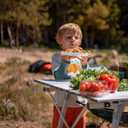 Portal Outdoor Folding Portable Picnic Camping Table with Adjustable Height Aluminum Roll Up Table Top Mesh Layer, Silver, Large-35.4"L x 20.9"W