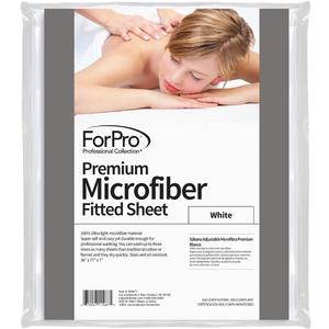 ForPro Professional Collection Premium Microfiber Fitted Sheet, Ultra-Light, Stain and Wrinkle-Resistant for Massage Tables, White, 36w x 77l x 7h