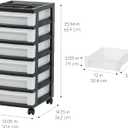 IRIS USA Craft Plastic Organizers and Storage, Rolling Storage Cart for Classroom Supplies, Storage Organizer for Art Supplies, Drawer Top Organizer for Small Parts, 6 Drawer, Black/Pearl