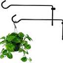 2 Pack Metal Plant Hanger for Wall, Decorative Plant Hooks for Hanging Plants, Indoor Outdoor Wall Plant Holder for Hanging Planters, Bird Feeders Home Decor (Black, 13.3 in-Straight Hook)