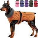 Dog Winter Coat, Adjustable Quilted Dog Snow Jacket with Fleece Lining, Water Resistant Pet Apparel for Cold Weather, Warm Large Doggie Coat with Leash Hole and Reflective Strip, NewOrange Large