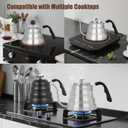 Pour Over Kettle for Manual Drip Coffee and Tea with Thermometer 28oz Gooseneck Kettle with Flow Control Stainless Steel Water Kettle for Stovetop,800ml,4 Cup,Silver,1Pack