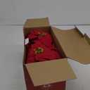 2 Pack Christmas Decorations Pre-Lit Artificial Poinsettia Plant - LED Lighted Faux Poinsettia Flowers(Red,10inch)