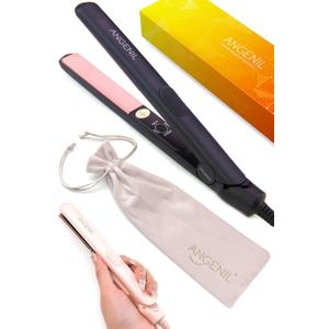 ANGENIL Ultra Mini Hair Straightener Flat Iron for Short Hair, Dual Voltage Small Hair Straightener and Curler 2 in 1, Portable Mini Flat Iron for Short Edges, Front Bangs, 3 Temp (280℉-320℉-380℉)